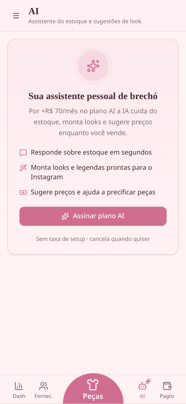 Chat de IA do Meu Brechó respondendo sobre a loja
